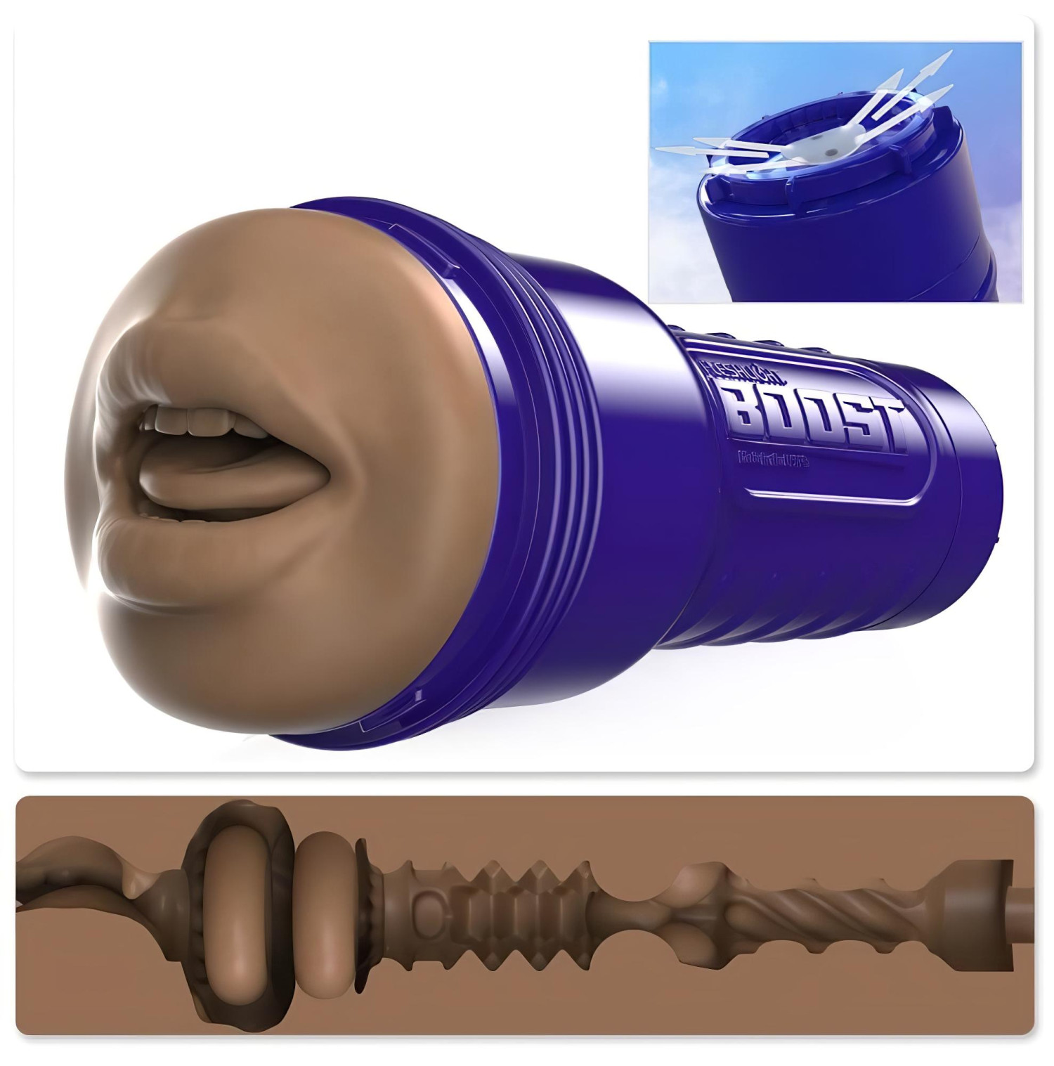 Fleshlight Boost Blow - realistický ústní masturbátor - hnědá