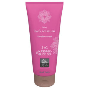 HOT - Shiatsu 2v1 masážní lubrikant s vůní malin (200 ml)