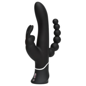 Happyrabbit Triple - vibrátor na klitoris a anální stimulaci - dobíjecí černý
