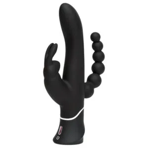 Happyrabbit Triple - vibrátor na klitoris a anální stimulaci - dobíjecí černý
