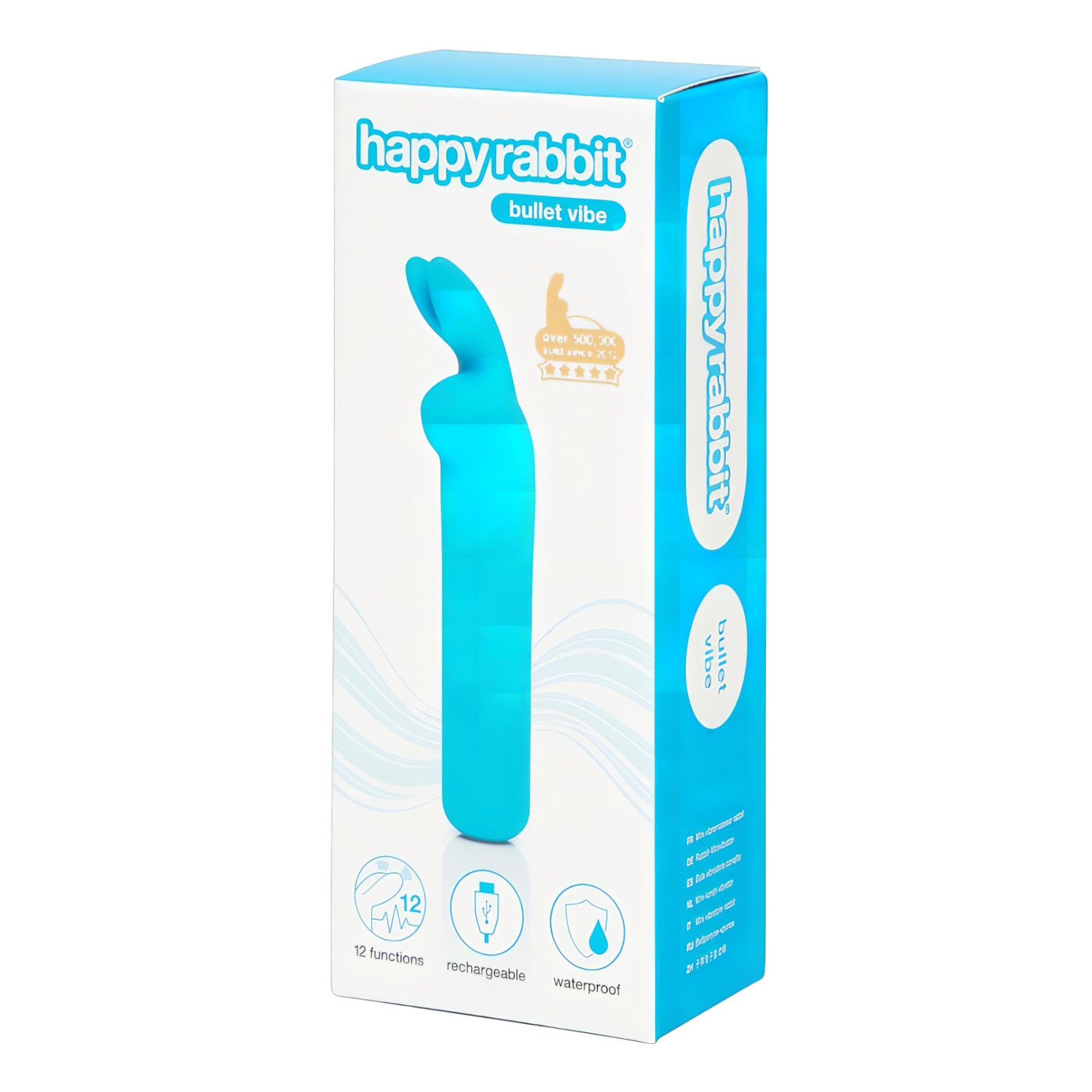 Happyrabbit - mini vibrátor s ušima - nabíjecí - modrý