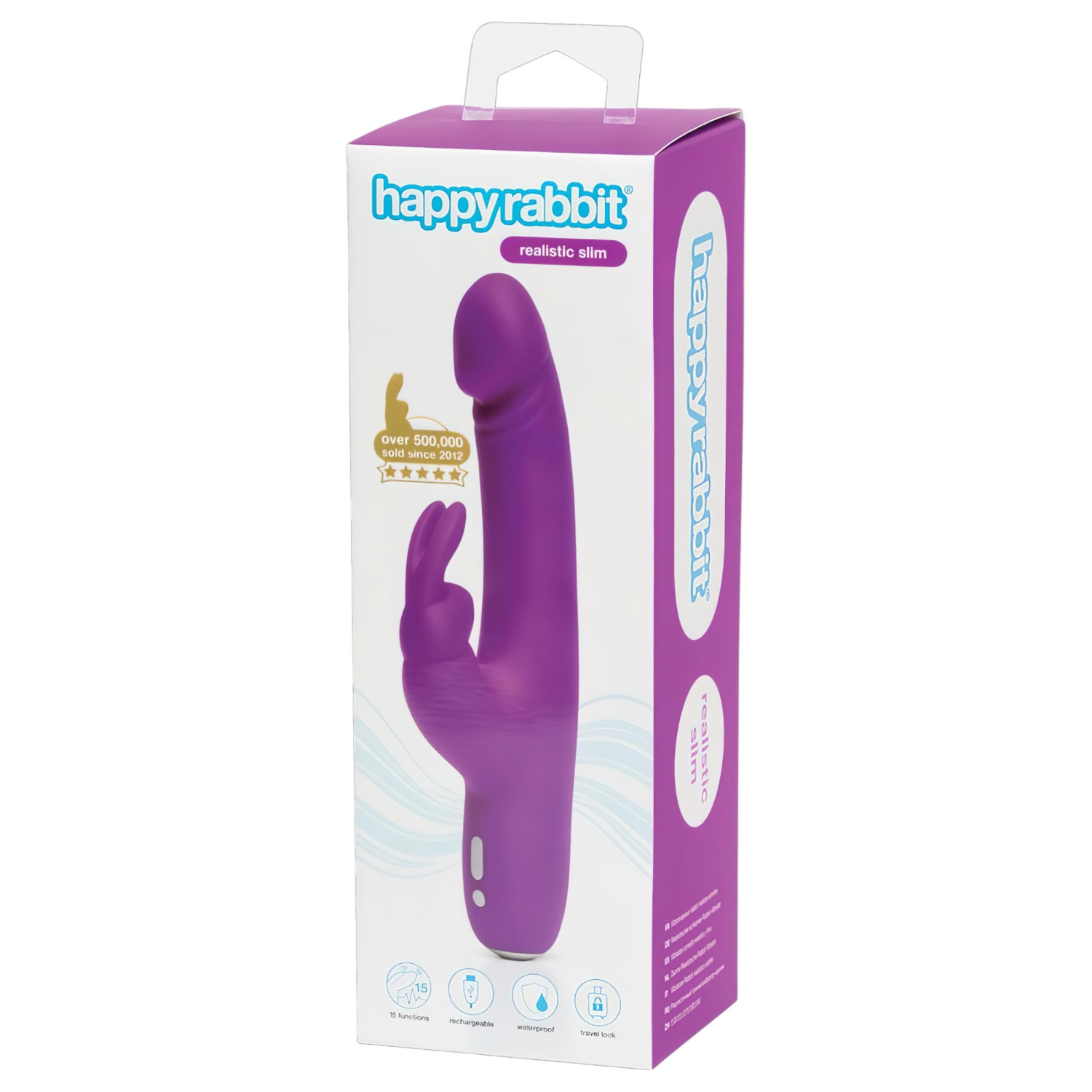 Happyrabbit - realistický vibrátor s klitorálním ramenem - dobíjecí