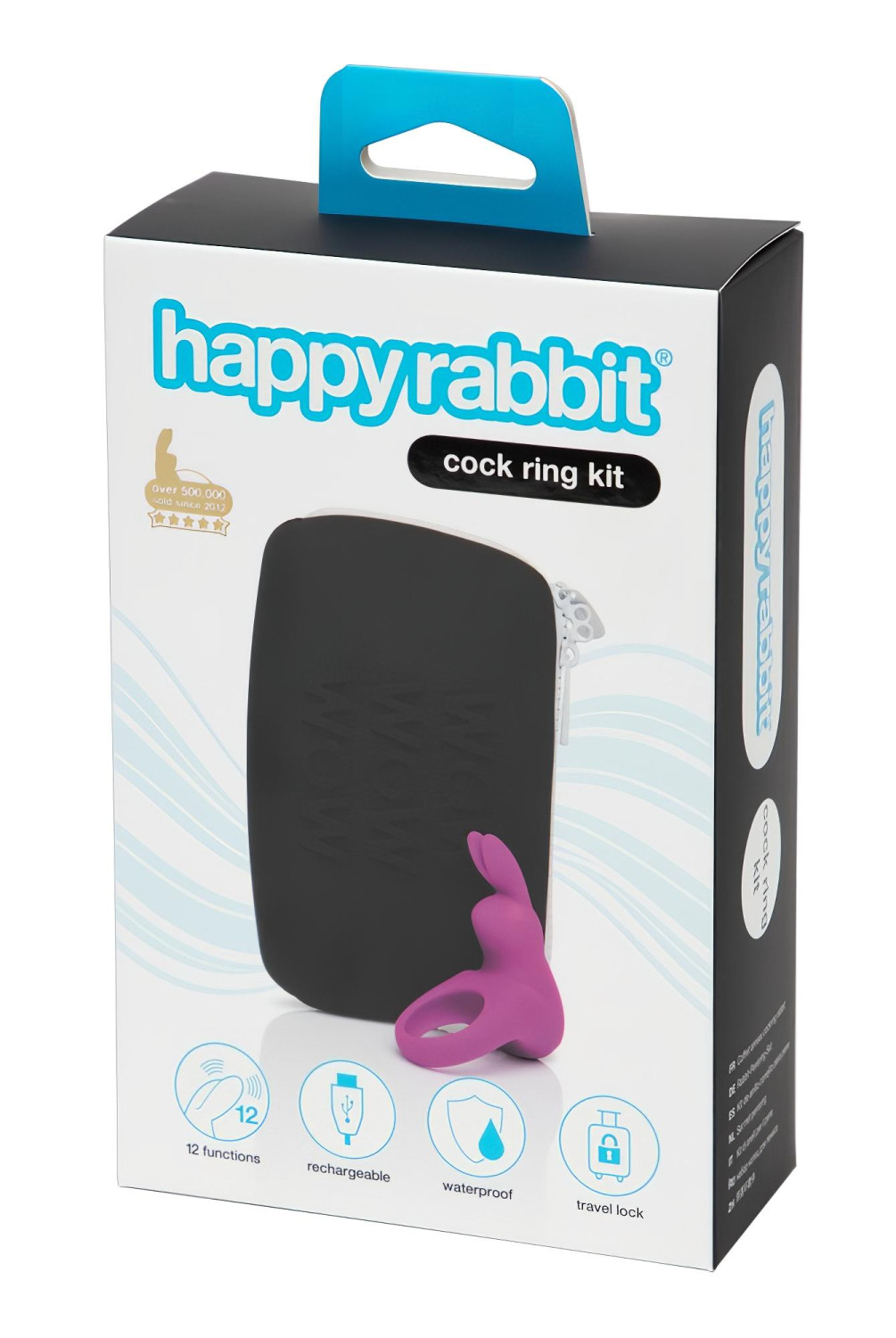 Happyrabbit - vibrační erekční kroužek s pouzdrem - silikon fialový