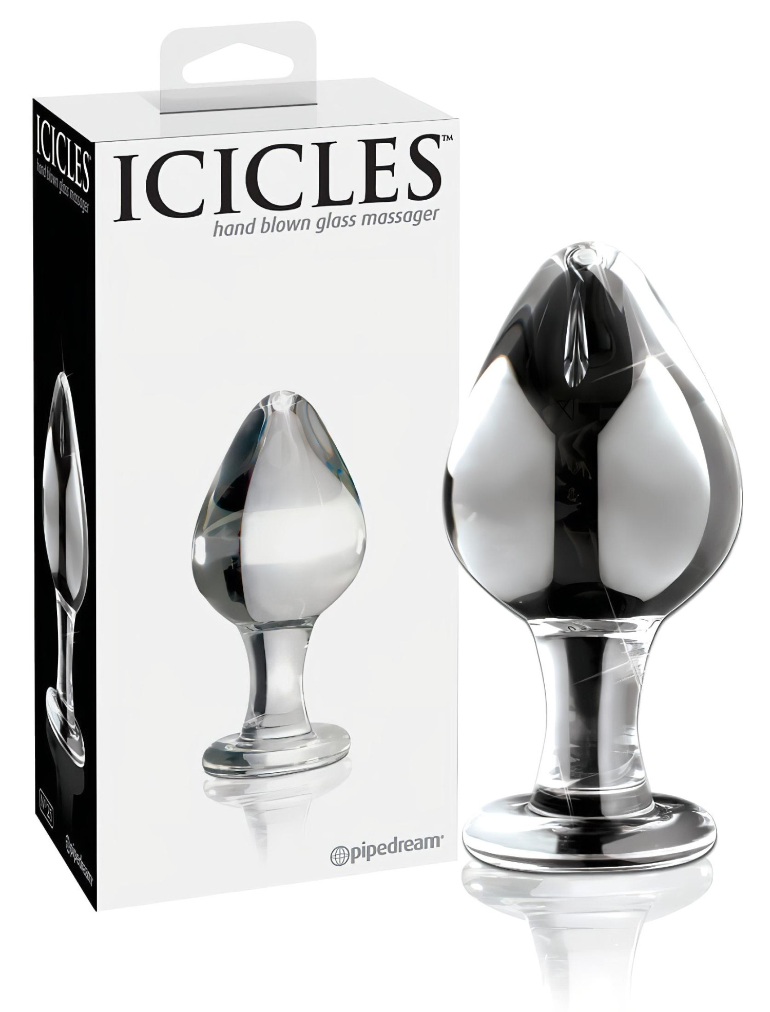 Icicles No. 25 - anální kolík - kuželový tvar - sklo průhledné