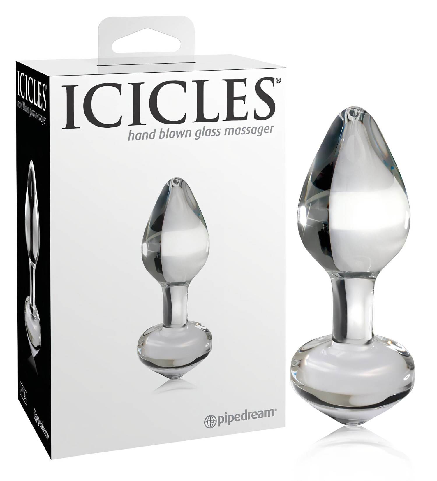 Icicles No. 44 - anální kolík - kuželový tvar - sklo čiré