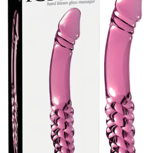 Icicles No. 57 - oboustranné skleněné dildo s penisem - růžové