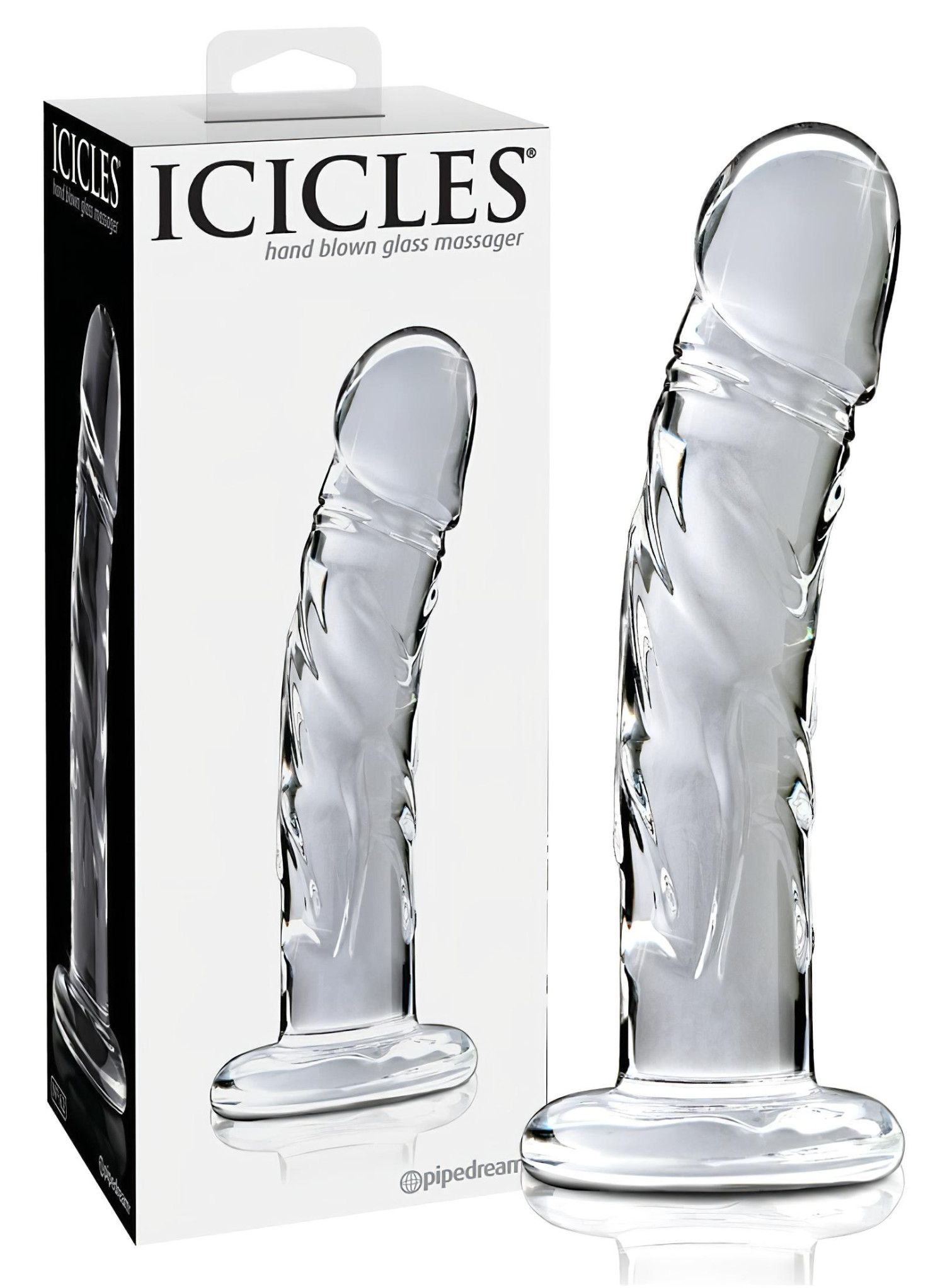 Icicles No. 62 - skleněné dildo s penisem - průhledné