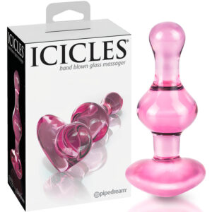 Icicles No. 75 - anální kolík skleněný srdce růžový