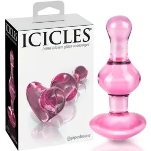 Icicles No. 75 - anální kolík skleněný srdce růžový