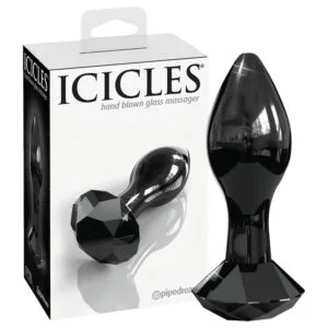Icicles No. 78 - kuželovitá skleněná anální zátka (černá)