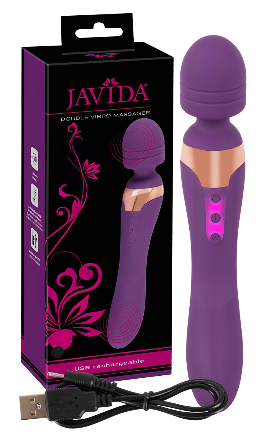 Javida Double - masážní vibrátor - dvojitý - fialový