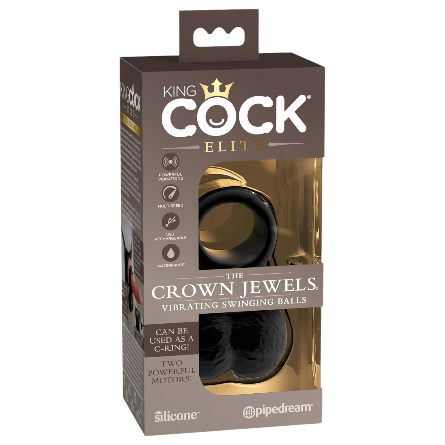 King Cock Crown Jewels - vibrační erekční kroužek (černá)