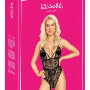 Kissable - krajkový body (černý)
