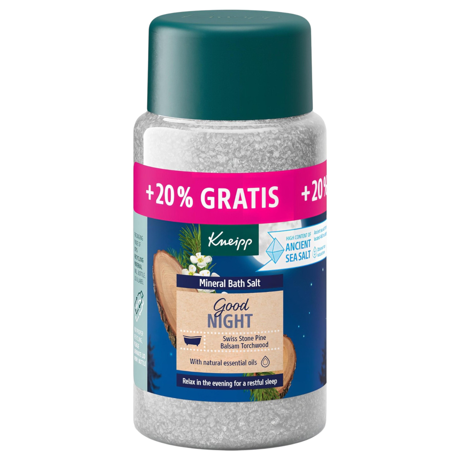 Kneipp Good Night koupelová sůl - borovice limba a santalové dřevo (600 g)