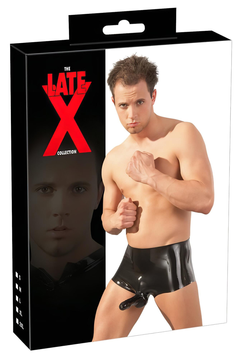 Latexový boxerský návlek + návlek na penis (černý) - L/XL