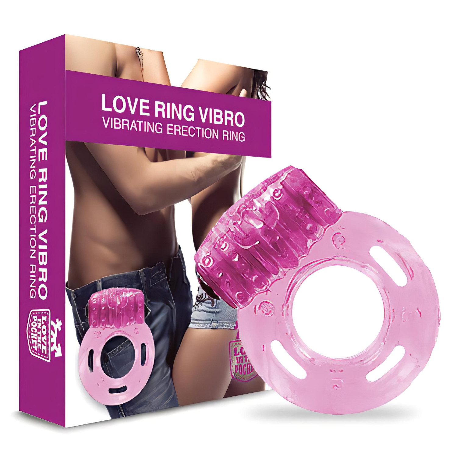 Love in the Pocket - vibrační erekční kroužek - jednorázový - růžový