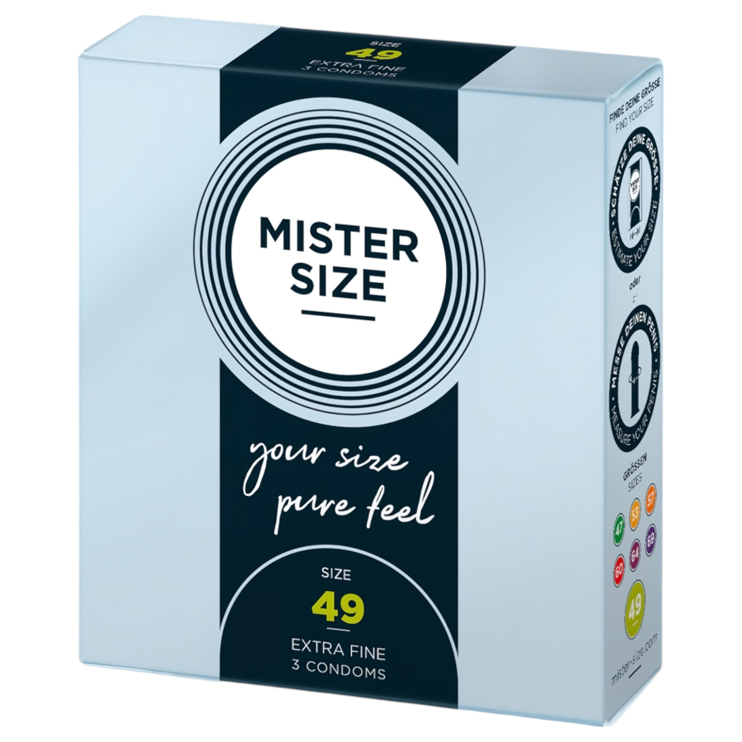 Mister Size - tenký kondom - 49 mm - 3 kusy