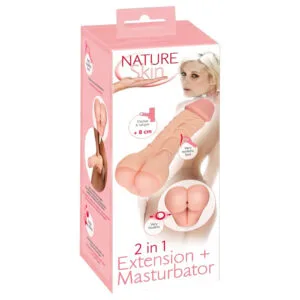 Nature Skin - umělý zadeček a návlek na penis 2v1 - tělová barva