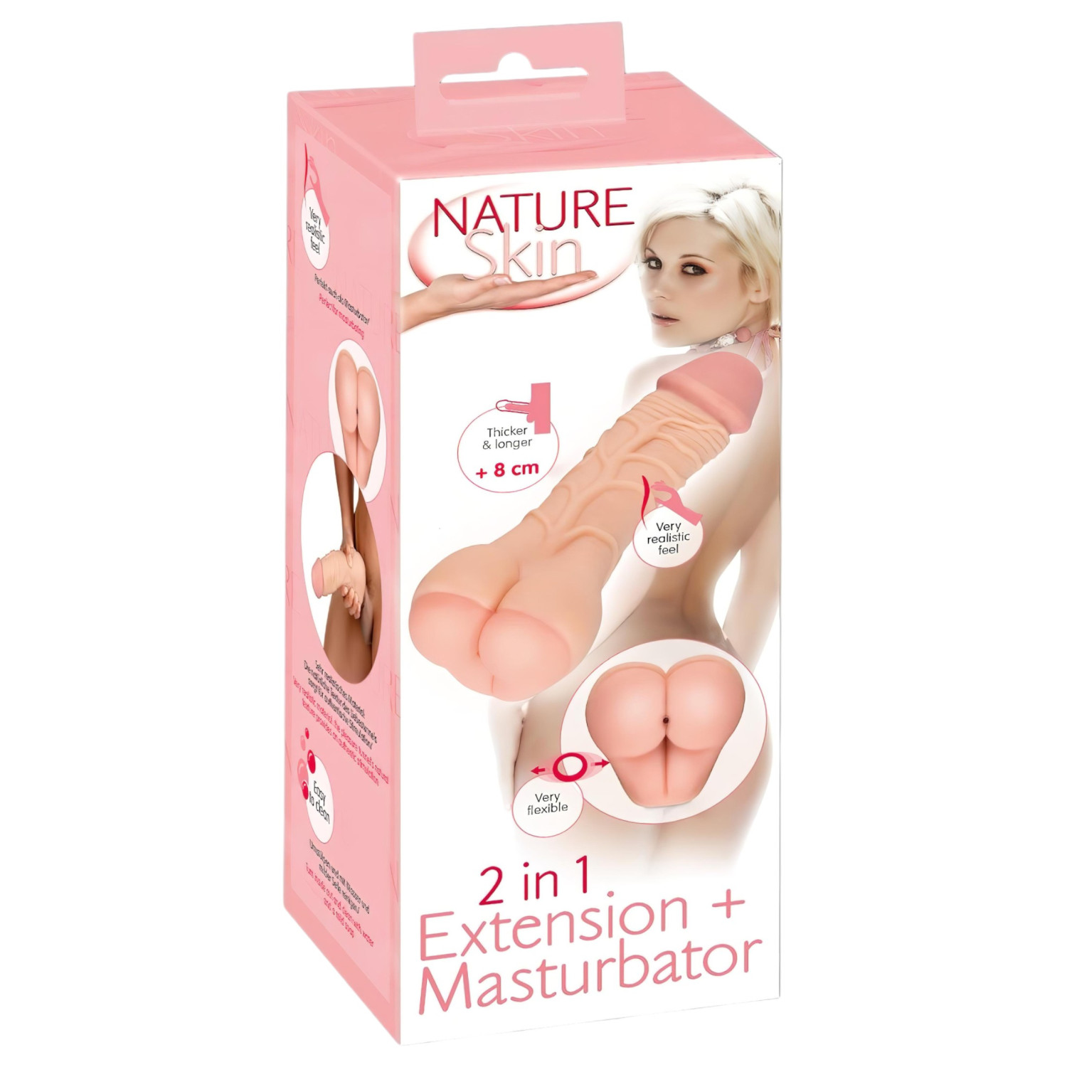 Nature Skin - umělý zadeček a návlek na penis 2v1 - tělová barva