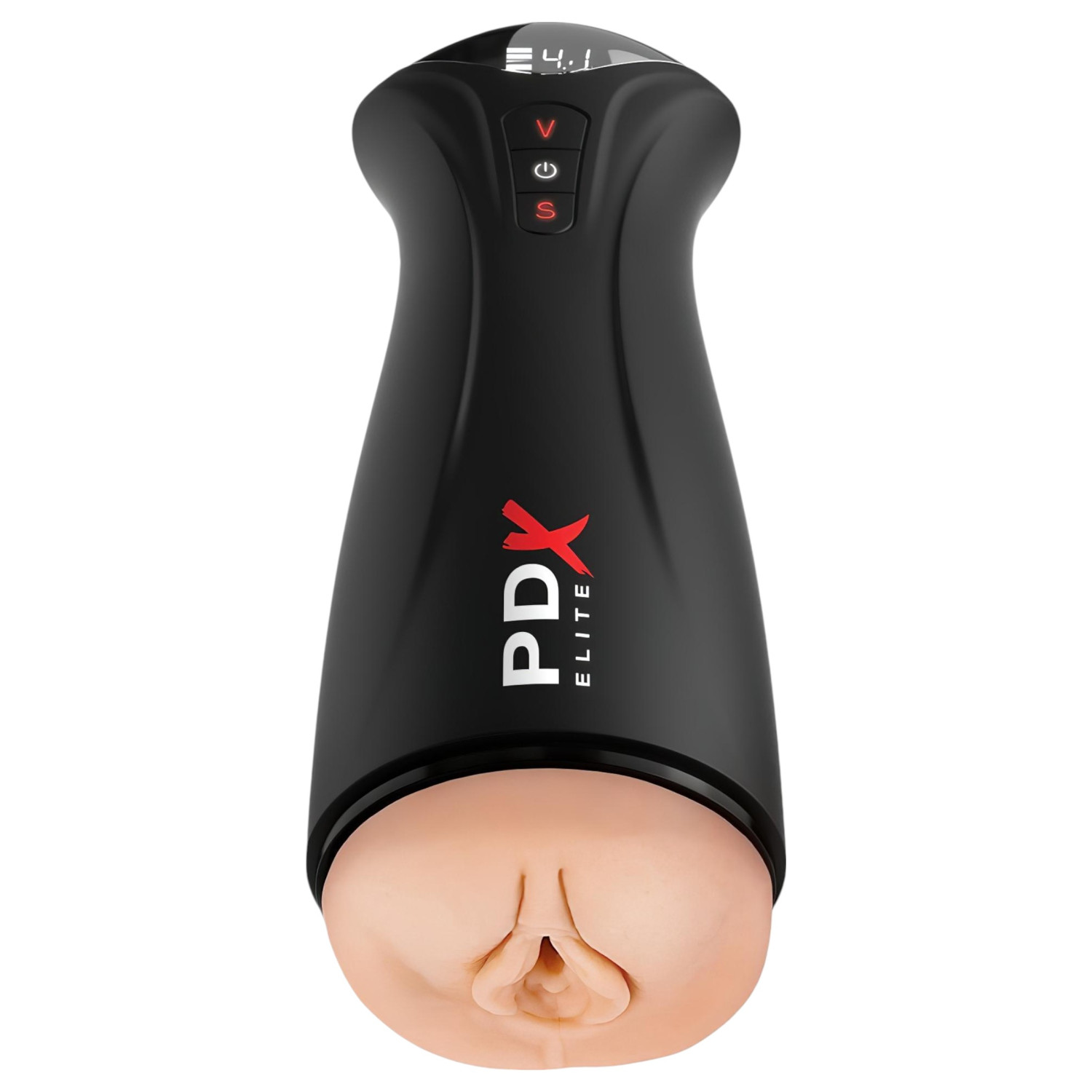 PDX Elite - masturbátor s vakuovým sáním a vibracemi - černý