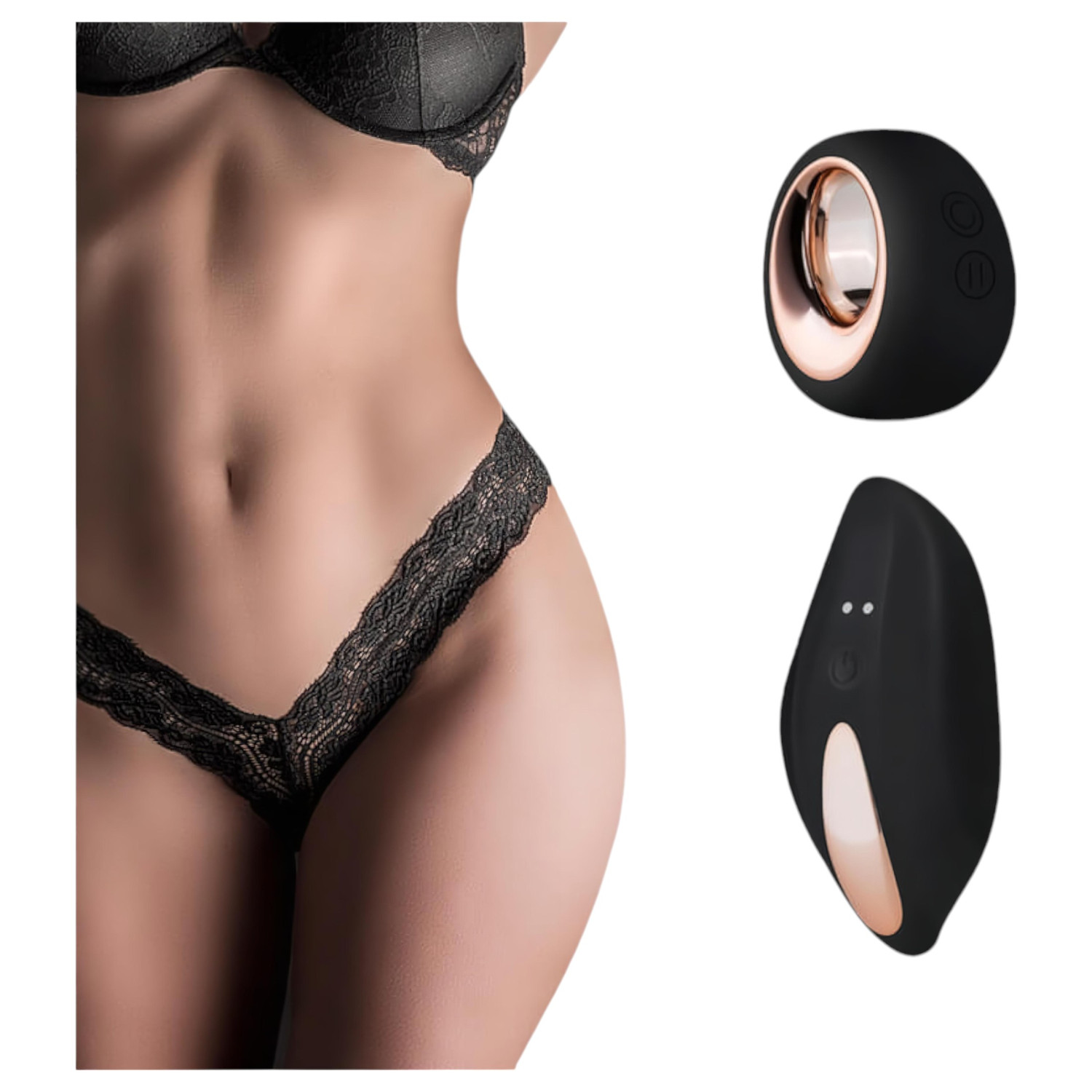 Pantyrebel - vibrační tanga s dálkovým ovládáním - krajka černá S-L