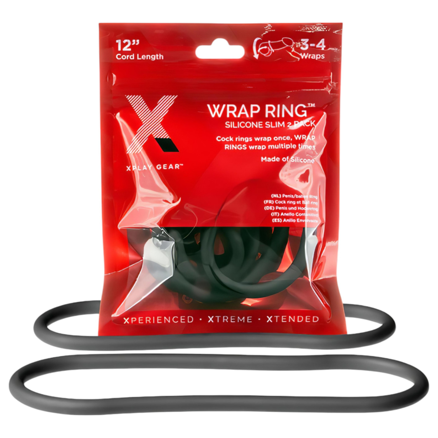 Perfect Fit Slim Wrap 12 - tenké penisové kroužky - černé (30cm)