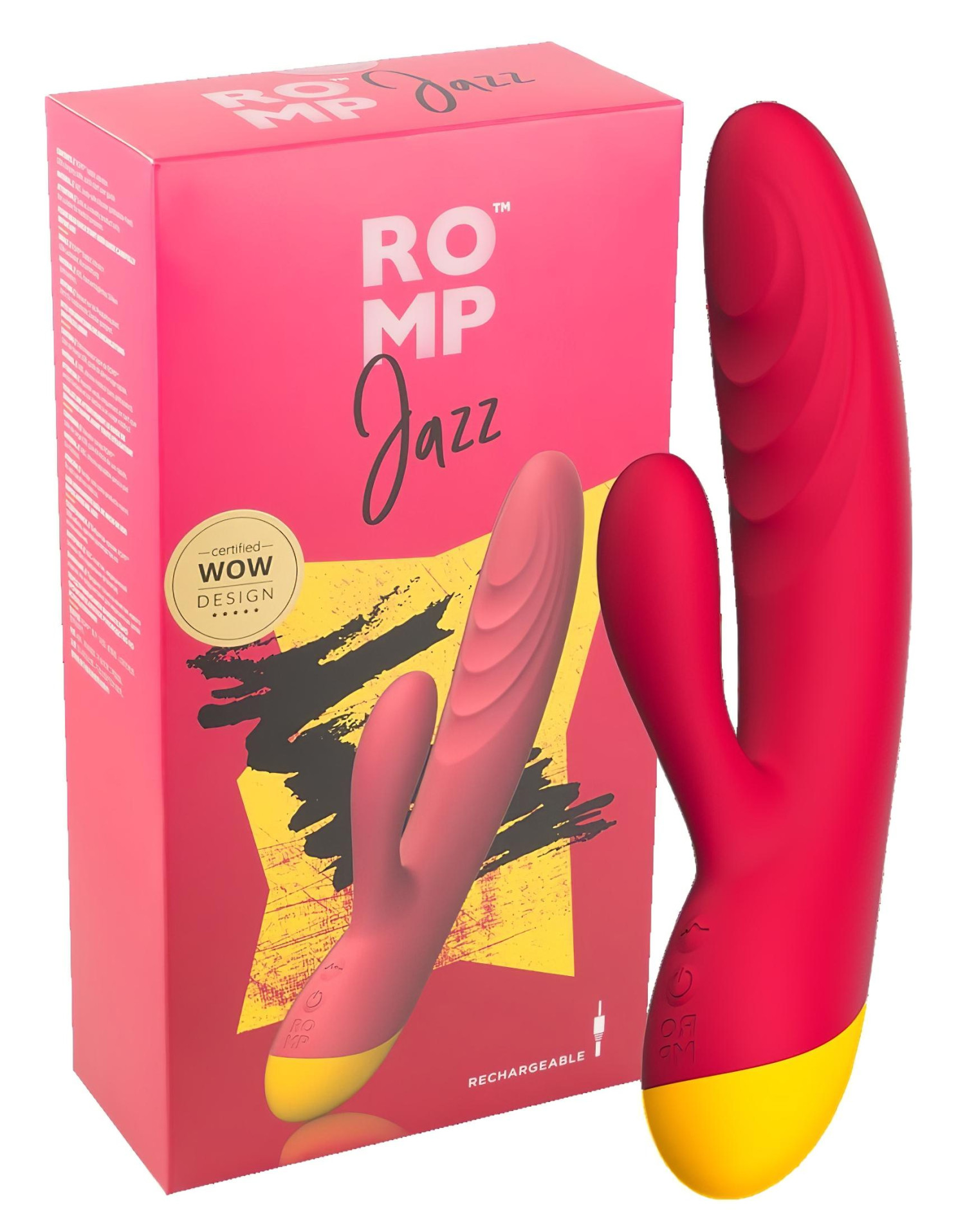 ROMP Jazz - vibrátor na G-bod s klitorálním ramenem - vodotěsný - růžový