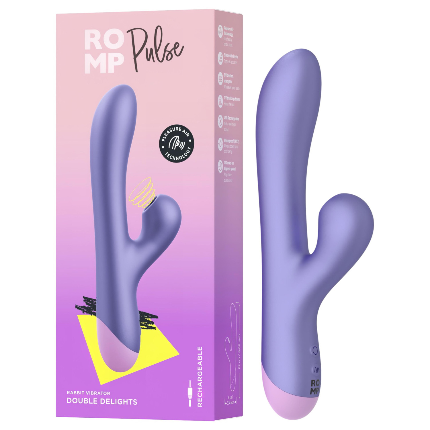 ROMP Pulse - vibrátor na G-bod s tlakovou stimulací klitorisu - fialová