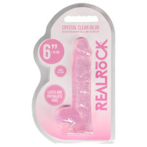 RealRock - realistické dildo - průhledné růžové - 15 cm