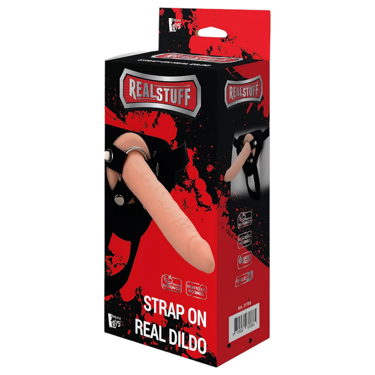 RealStuff - připínací dildo - úzké - tělová barva