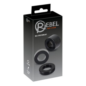 Rebel Ball - erekční kroužek na penis a varlata - sada - černý