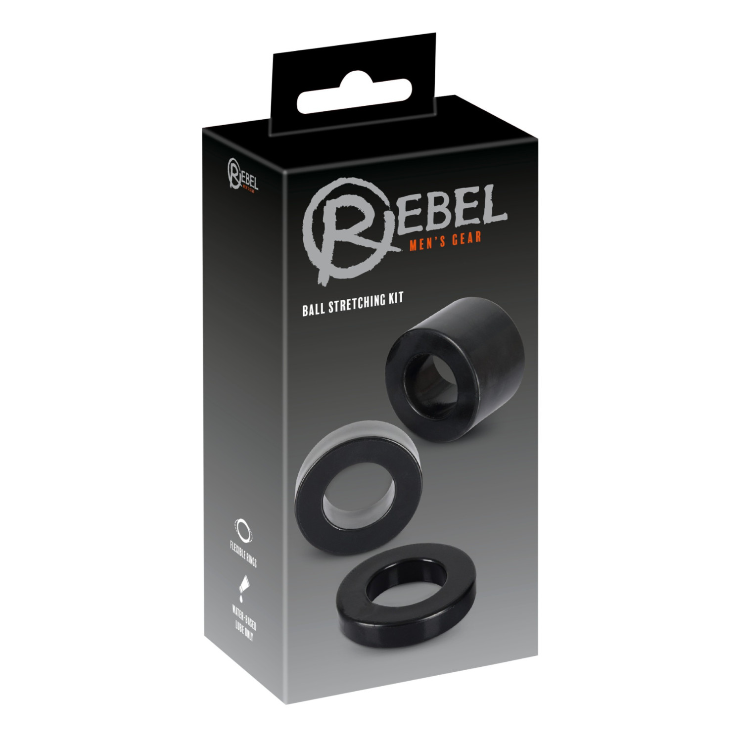 Rebel Ball - erekční kroužek na penis a varlata - sada - černý