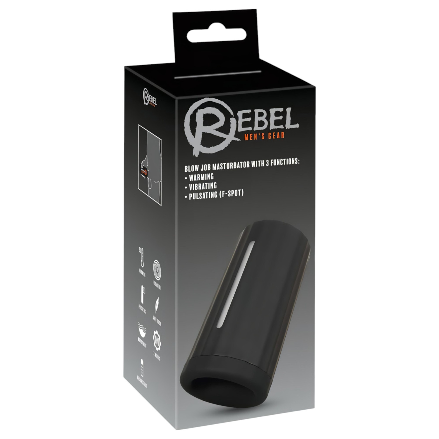 Rebel - masturbátor s 3 funkcemi - dobíjecí - černý