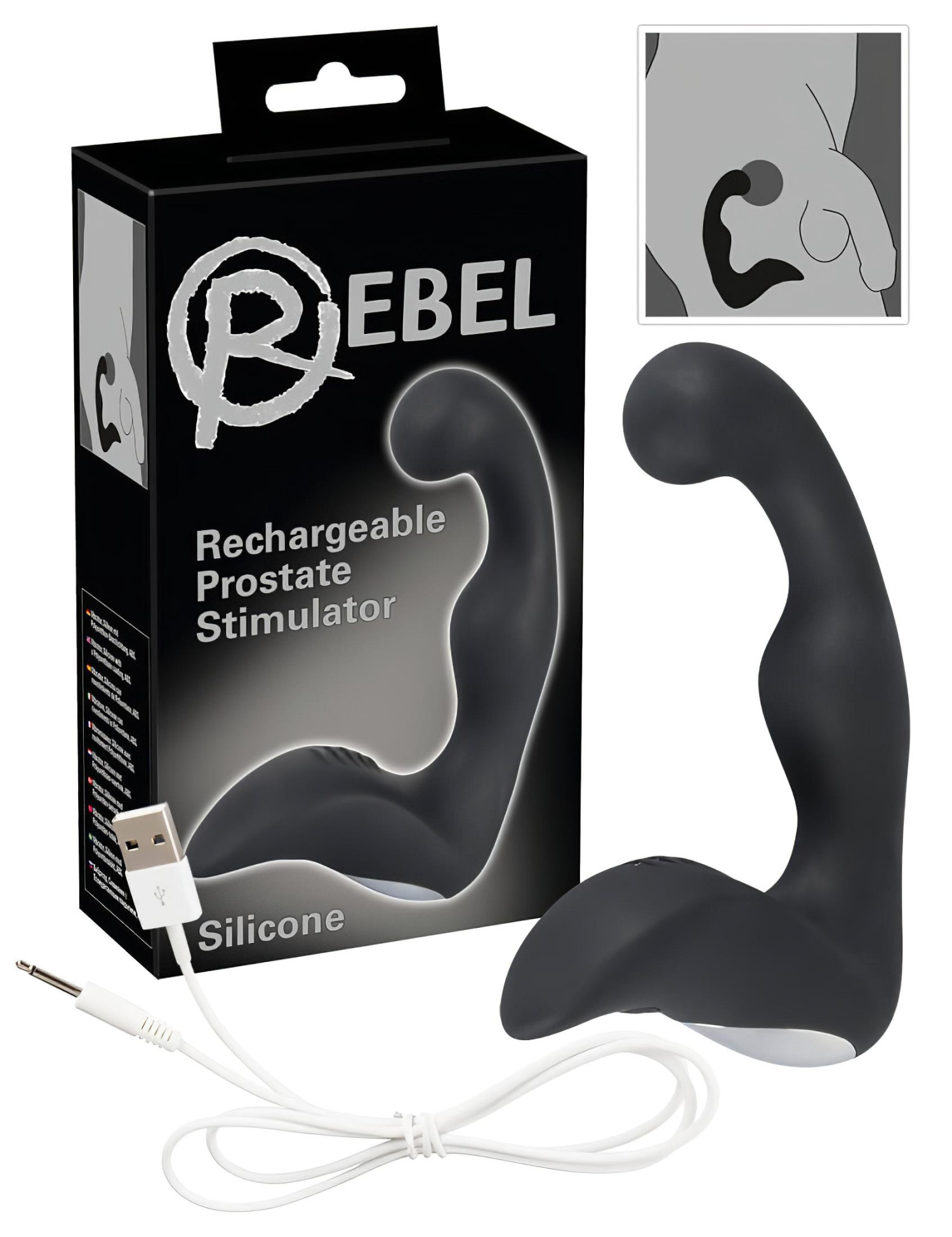 Rebel - vibrační stimulátor prostaty - dobíjecí - černý