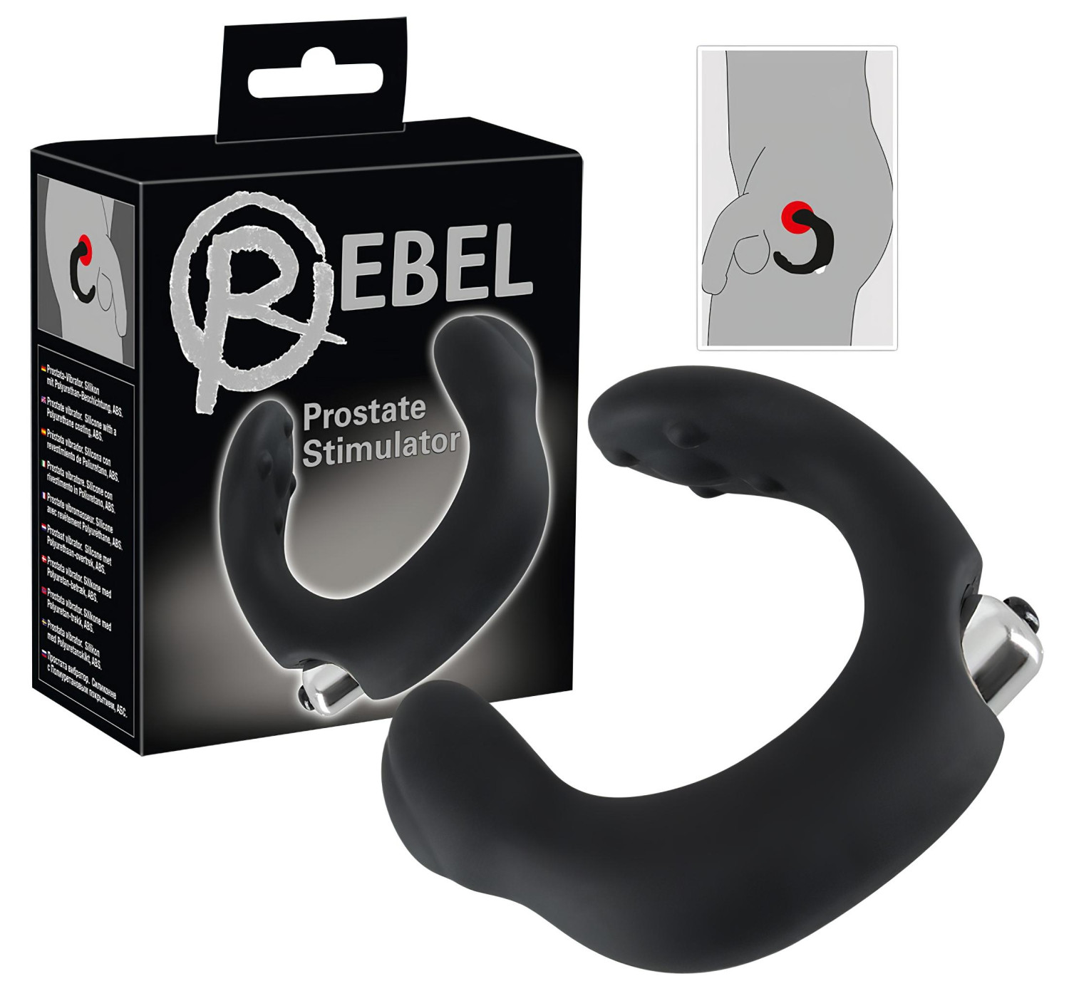 Rebel - vibrátor na prostatu - zahnutý tvar - černý