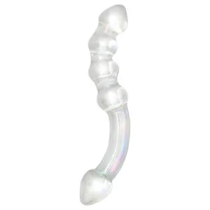 Rimba Xena - dvojité skleněné dildo - průhledné