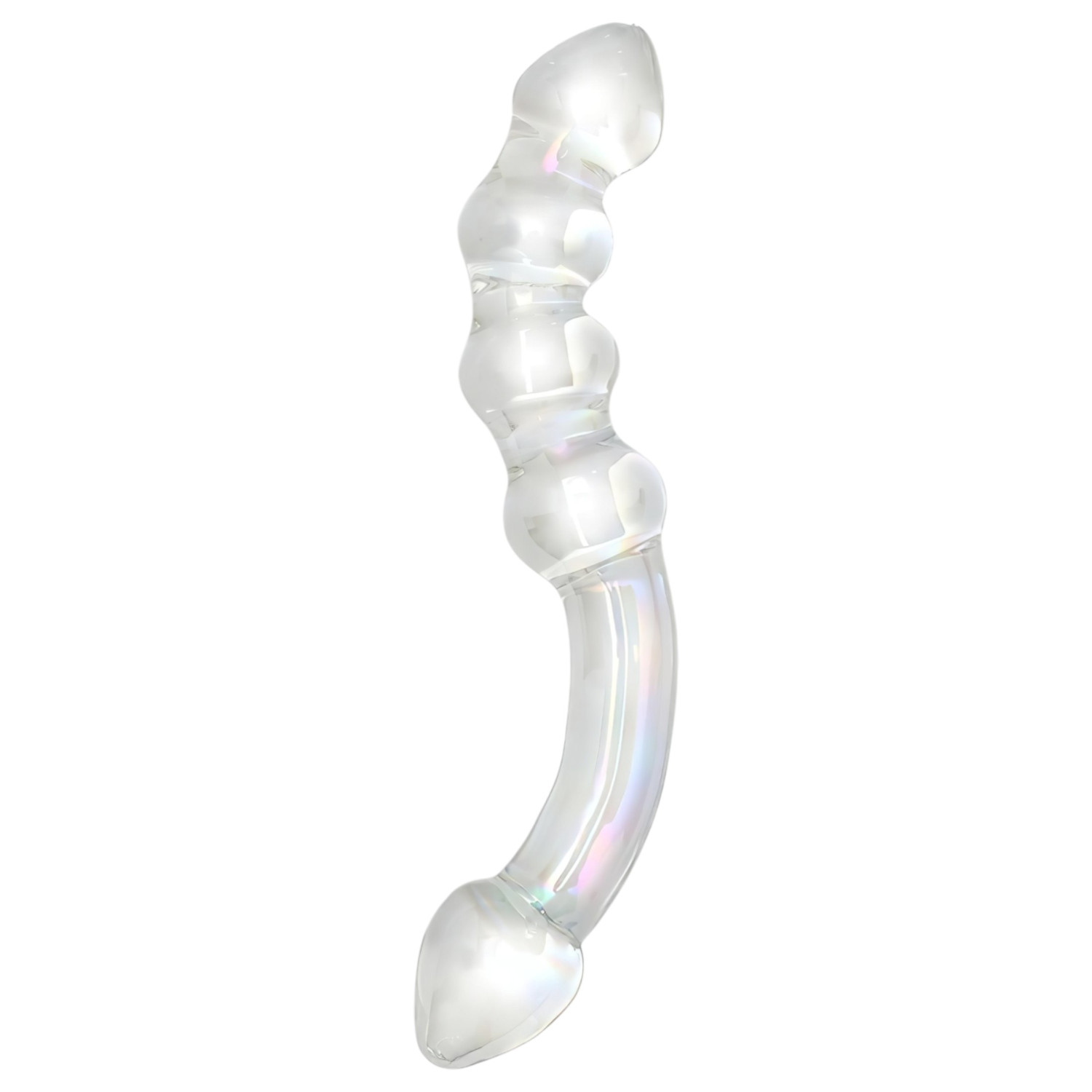 Rimba Xena - dvojité skleněné dildo - průhledné