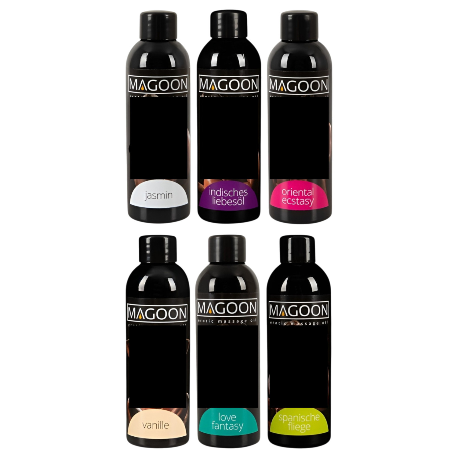 Sada masážních olejů Magoon (6 ks × 100 ml)
