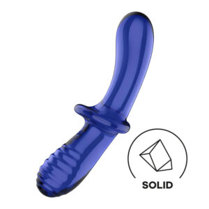 Satisfyer Double Crystal - oboustranné skleněné dildo - modré