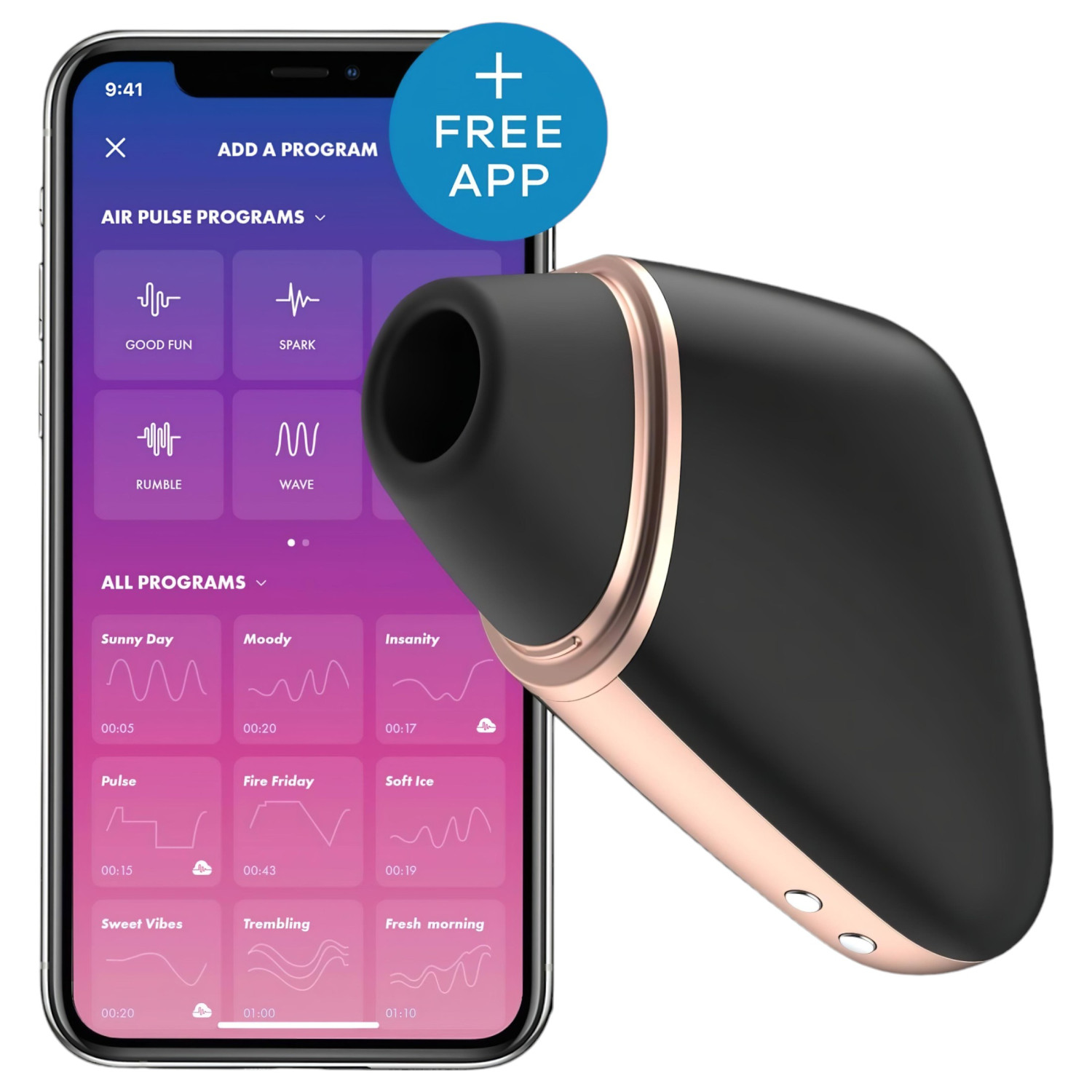 Satisfyer Love Triangle - aplikací řízený stimulátor klitorisu s tlakovými vlnami (černý)