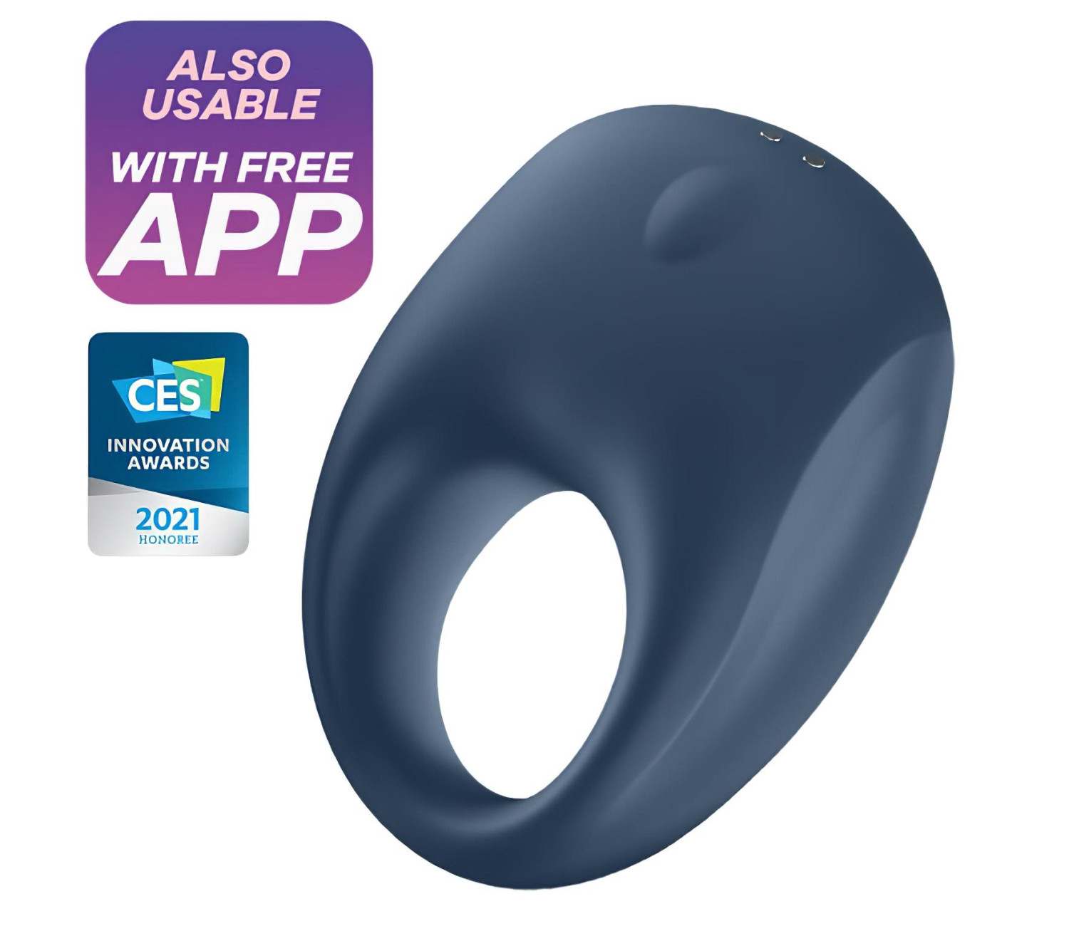 Satisfyer Strong One - vibrační kroužek na penis s ovládáním přes aplikaci pro muže (modrý)