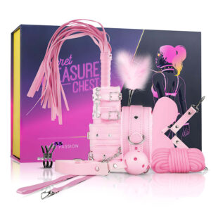 Secret Pleasure Chest - pokročilá sada BDSM - 14dílná (růžová)