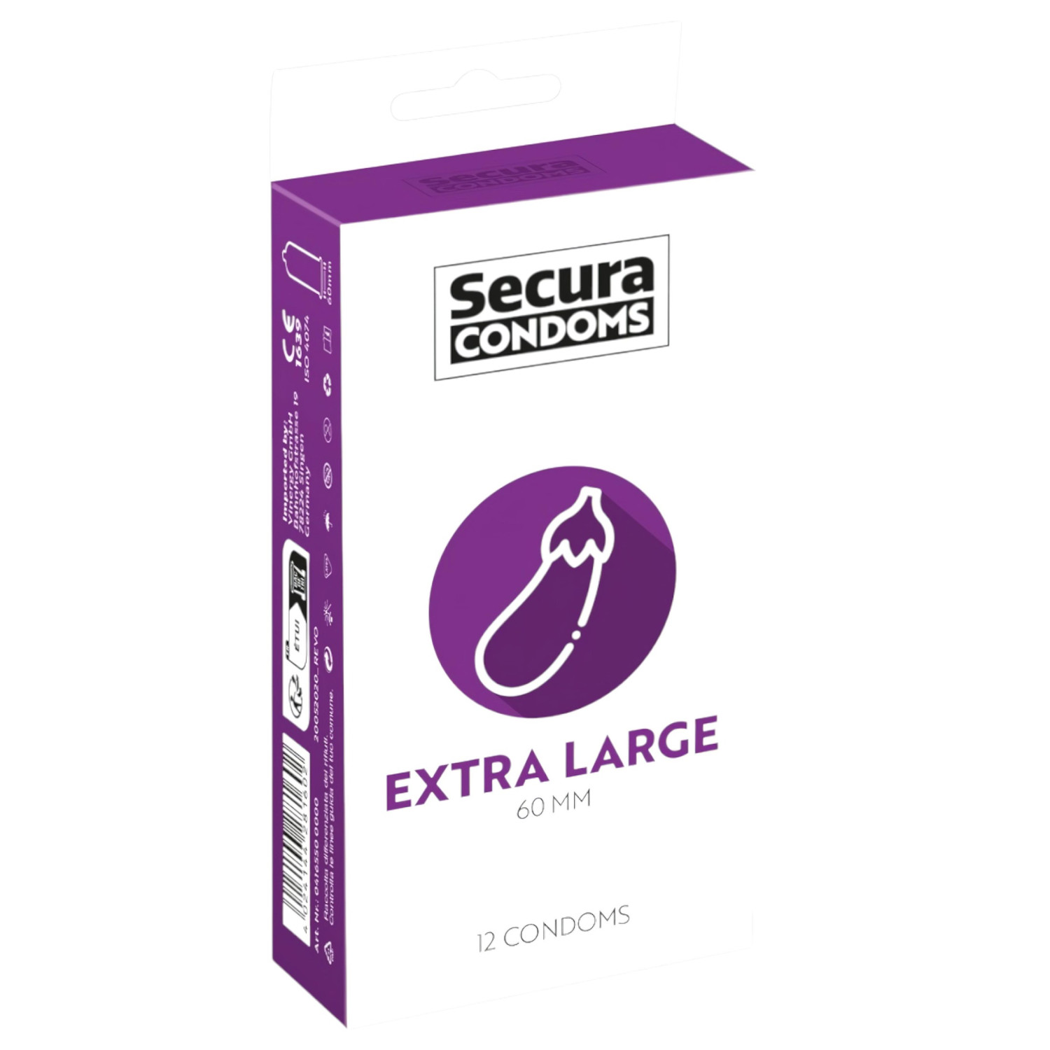 Secura Lilek - velký kondom - 60mm - 12 ks