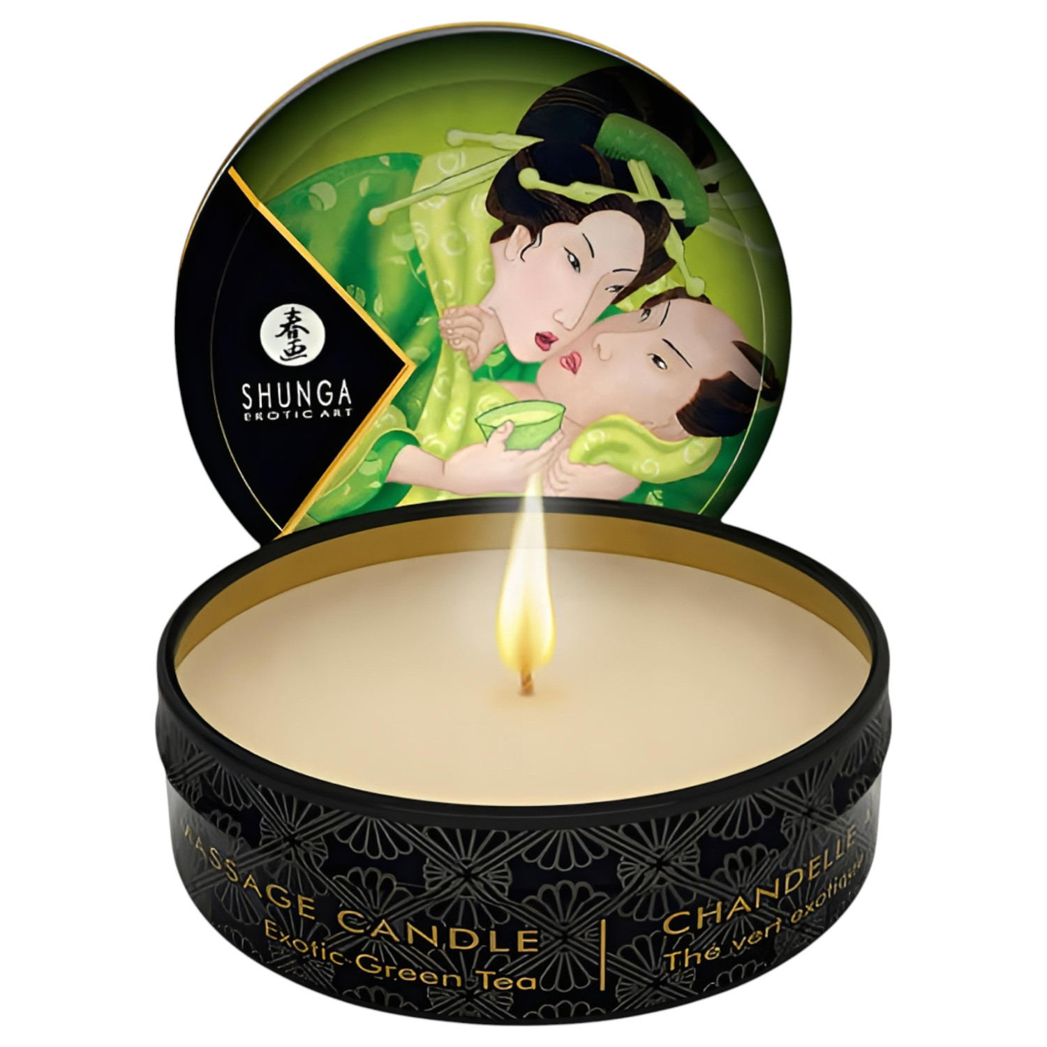 Shunga - masážní svíčka - zelený čaj - 30ml