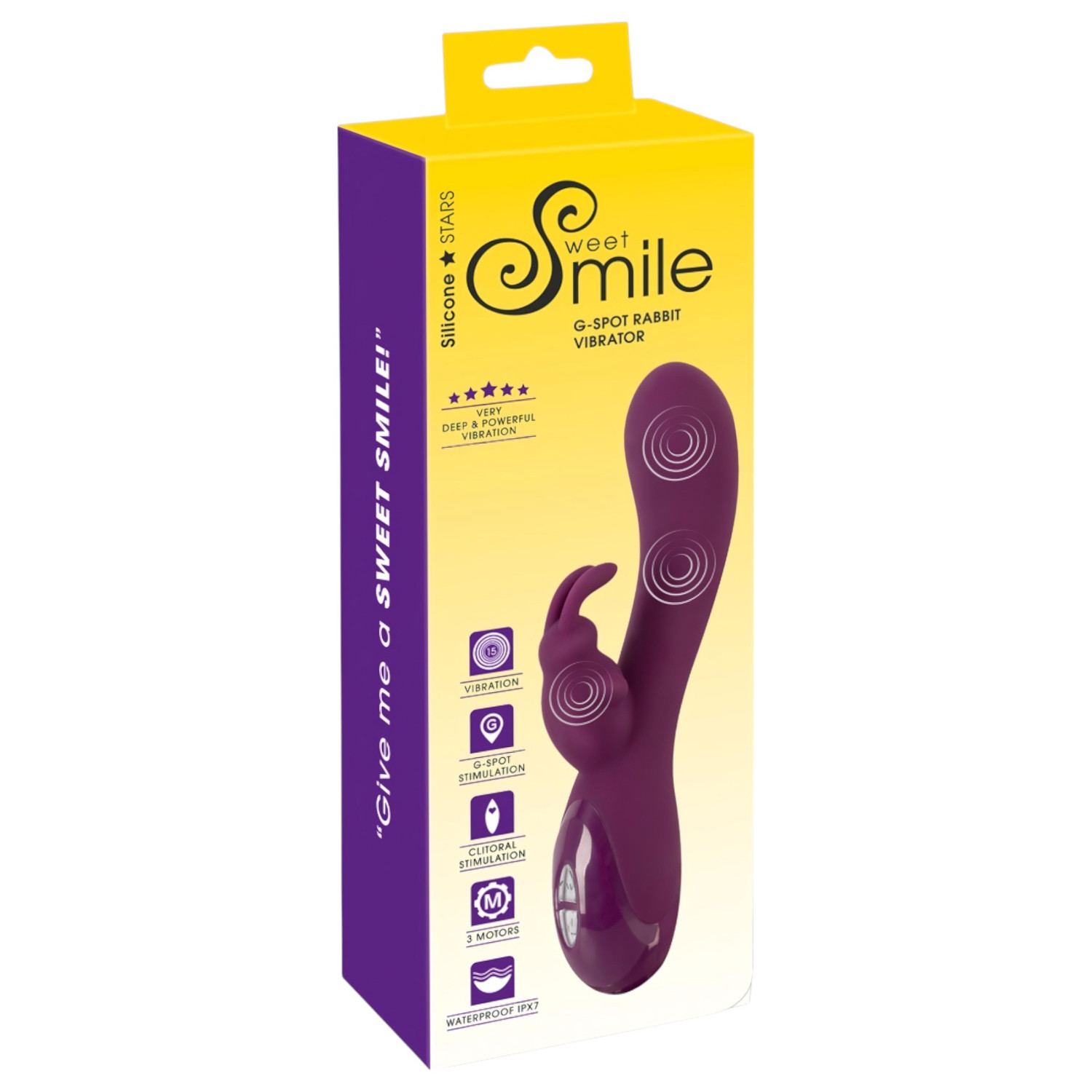 Smile - vibrátor s výběžkem na klitoris - 3 motory - dobíjecí - fialový