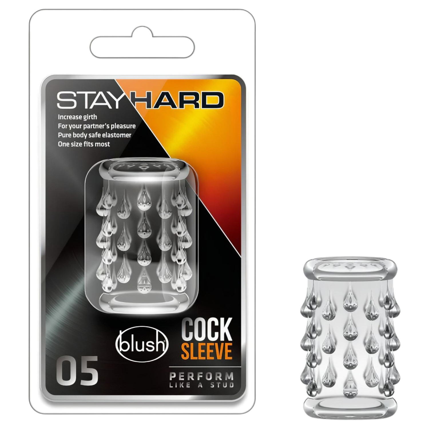 Stay Hard - erekční kroužek s výstupky - transparentní