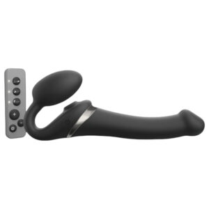 Strap-on-me - strap-on vibrátor s pulzací vzduchu - černý - velikost M