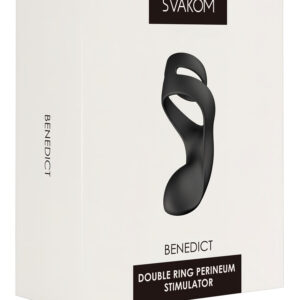 Svakom Benedict - vibrační erekční kroužek na penis s masáží hráze - černý