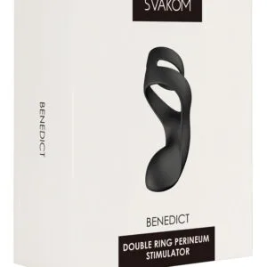 Svakom Benedict - vibrační erekční kroužek na penis s masáží hráze - černý