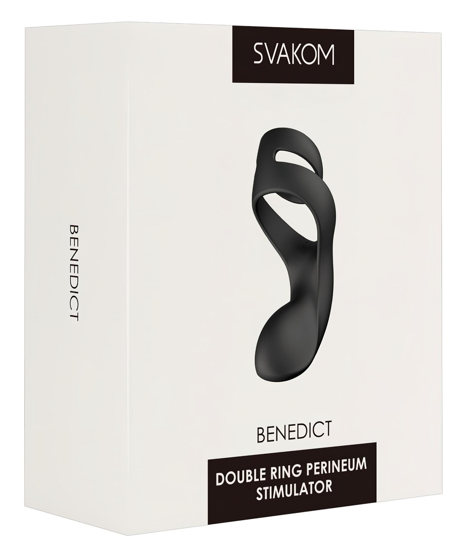 Svakom Benedict - vibrační erekční kroužek na penis s masáží hráze - černý